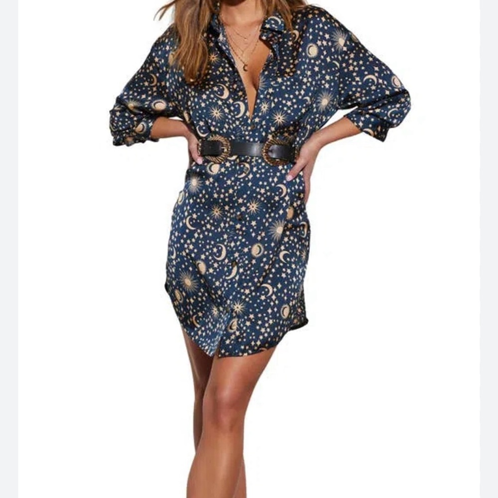 Navy Star and Moon Print Dress